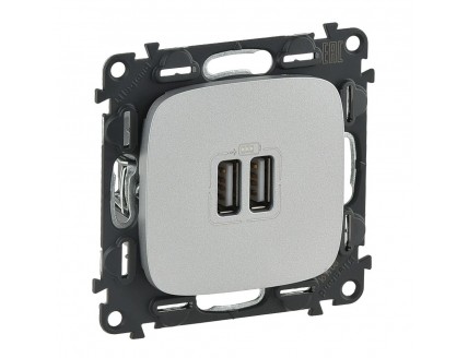 Розетка USB 2-я алюминий VALENA ALLURE