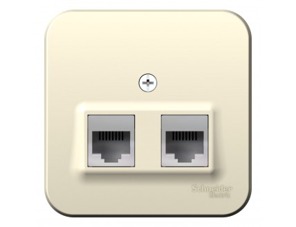 Розетка TF+PC Cat5e, О/У изол.пл. Молочный BLANCA