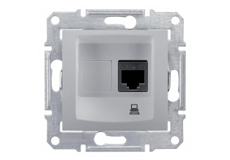 Розетка PC 1-ая Кат 5 UTP алюминий Sedna