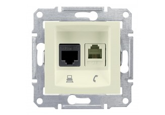 Розетка PC-TF Sedna ( Кат 5 UTP/RJ11) бежевая