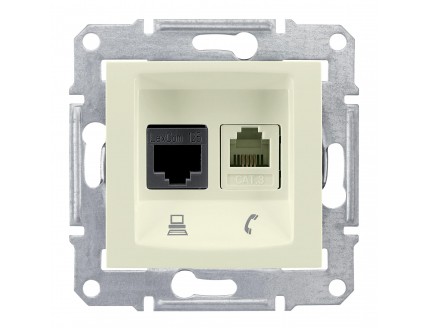 Розетка PC-TF Sedna ( Кат 5 UTP/RJ11) бежевая