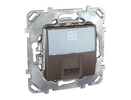 Розетка КОМП. 1-я (RJ45) с полем для надписи графит UNICA