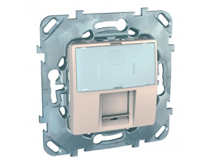 Розетка PC 1-я RJ45 кат.6 с полем для надписи слон кость UNICA