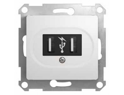 Розетка USB белый GLOSSA