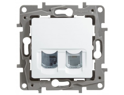 Розетка PC Etika (RJ45 Cat5 UTP) +TF ( RJ11) белая