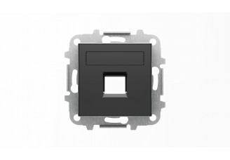 Накладка 1-ой PC/TF розетки с суппортом, со шторками и полем для надписи, черный бархат, SKY ABB