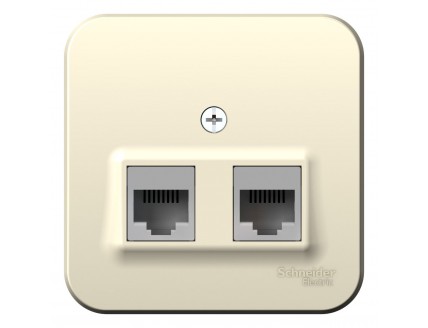 Розетка РС 2-я Cat5e, О/У изол.пл. Молочный BLANCA