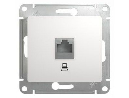 Розетка PC Glossa одиночная кат. 5E белый