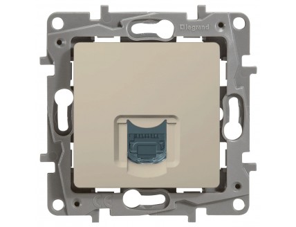 Розетка PC Etika одиночная RJ 45 слоновая кость
