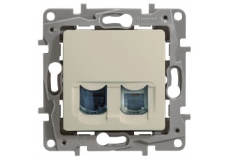 Розетка PC Etika (RJ45 Cat5 UTP) +TF ( RJ11) слоновая кость