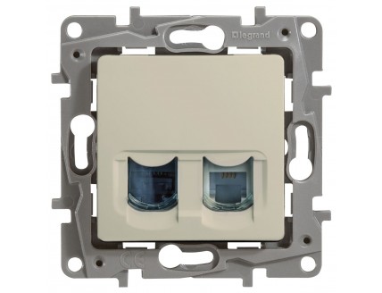 Розетка PC Etika (RJ45 Cat5 UTP) +TF ( RJ11) слоновая кость