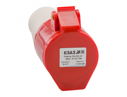 Розетка кабельная 214-16А-6h-380AC-3P+PE-IP44