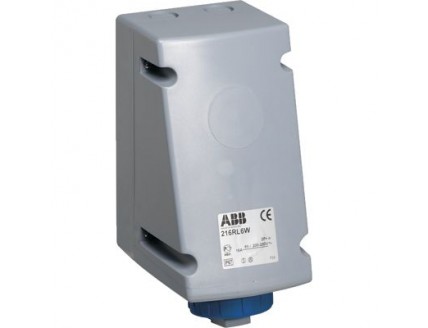 Розетка для монтажа на поверхность с подключением шлейфа 232RL1W, 32A, 2P+E, IP67, 1ч