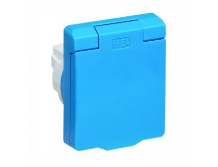 Розетка UJP SCHUKO арт.3288 AZ, панельная 2P+E, IP54 с крышкой, 10/16А, 250В, цвет синий