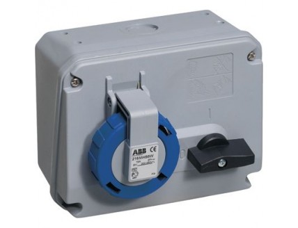 Розетка с выключателем и механической блокировкой 216MHS6W, 16A, 2P+E, IP67, 6ч