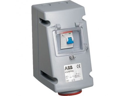 Розетка с УЗО 332RPR6, 32А, 3Р+Е, IP44, 6ч