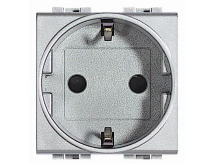 Розетка 2 мод. 2Р+E 16А, 250В безвинт. контакт алюминий LIVING-LIGHT