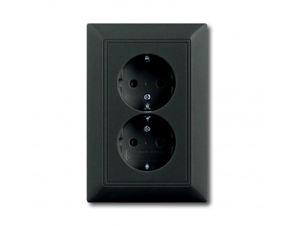Розетка 2-ая 2Р+E 16А, 250В шато/черный Basic 55