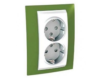 Розетка 2-ая 2P+E шторки 16А/250В фисташковый/бел. UNICA