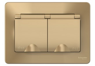 Розетка 2-я 2Р+Е шторки IP44, 16А, Титан BLANCA