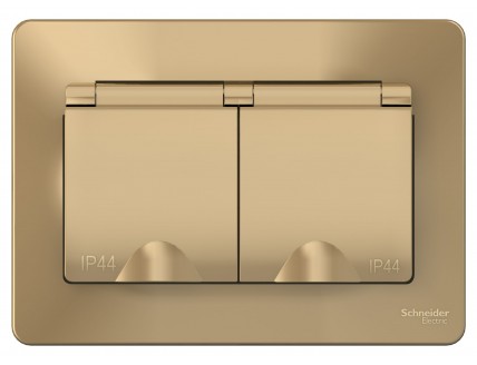 Розетка 2-я 2Р+Е шторки IP44, 16А, Титан BLANCA