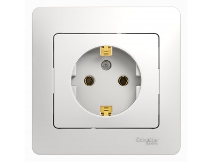 Розетка с рамкой 2P+E 16А/250В белый GLOSSA