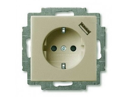 Розетка 2P+E 16А, 250В + USB 5В шампань Basic 55