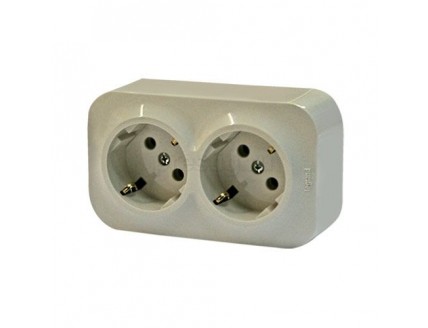 Розетка откр. уст. с З/К 2-я 16А/250В слон.кость Quteo