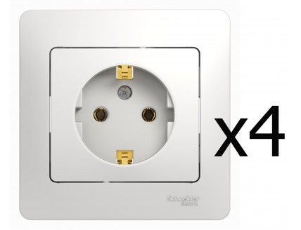 Розетка с рамкой 2P+E 16А/250В белый GLOSSA (1уп.=4шт)