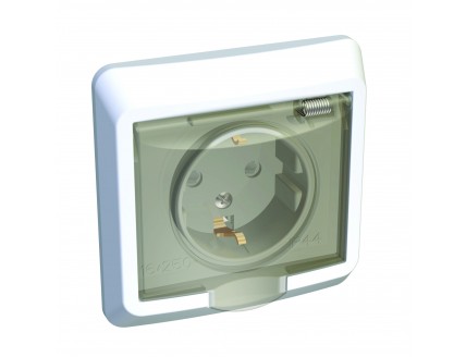 Розетка скр. уст. с З/К 16А/250В IP44 крышка шторки бел. ЭТЮД