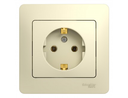 Розетка с рамкой 2P+E 16А/250В беж. GLOSSA