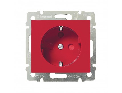 Розетка с ключом 2P+E 10/16А, 250В красная VALENA