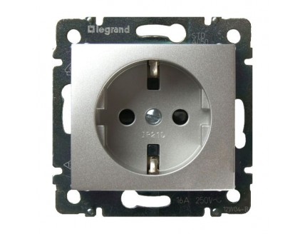 Розетка 2P+E 16А 250В алюминий VALENA