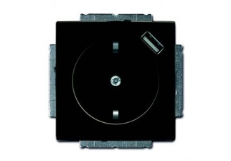 Розетка 2P+E 16А, 250В + USB 5В шато/черный Basic 55