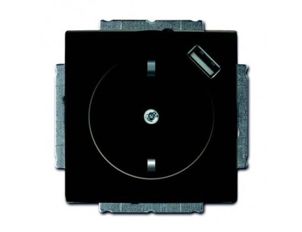 Розетка 2P+E 16А, 250В + USB 5В шато/черный Basic 55