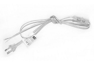 Шнур для светильников Zamel 2х0,75 мм 1,9 м бесцветный с плоской вилкой и выключателем