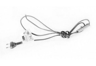 Шнур для светильников Zamel 2х0,75 мм 1,9 м серебро с плоской вилкой и выключателем