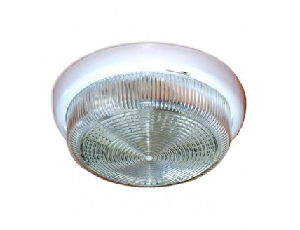 Светильник (ЛН_Е27) 60Вт влагозащищенный IP44 круглый, прозрачное стекло, белый d190мм Элетех