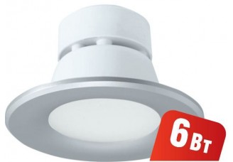 Светильник встраиваемый светодиодный (LED) Navigator 6Вт 420лм серебро 4000К D100х70 мм IP44 матовый рассеиват