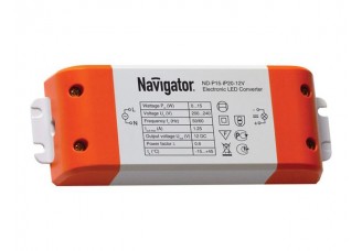 Источник постоянного напряжения (драйвер) Navigator IP20 АС 220В/DC 12В 15 Вт с защитой от перегрева 123х44х19
