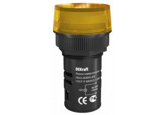 Лампа комм. ADDS ?22 мм Цвет:ЖЕЛТЫЙ LED 220В ЛK-22 DEKraft