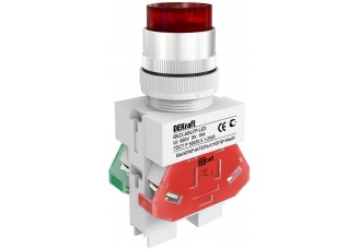 Выкл. кноп. с фикс. ABFP ?22 мм кр. LED 220В ВK-22 DEKraft