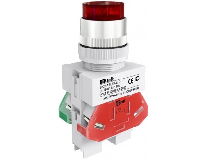 Выкл. кноп. с фикс. ABFP ?22 мм кр. LED 220В ВK-22 DEKraft