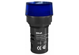 Лампа комм. ADDS ?22 мм Цвет:СИНИЙ LED 220В ЛK-22 DEKraft