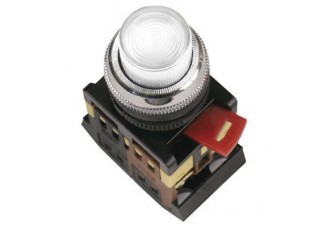 Кнопка ABLFP-22 d22мм с подсветкой/неон 240В 1з+1р белая ИЭК