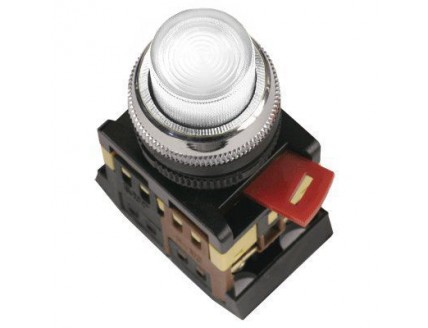 Кнопка ABLFP-22 d22мм с подсветкой/неон 240В 1з+1р белая ИЭК