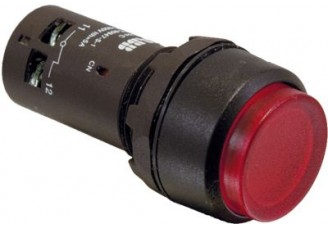 Кнопка с подсветкой CP4-13R-01 красная 220В AC/DC с выступающей клавишей с фиксацией 1НЗ