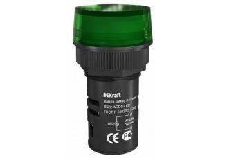 Лампа комм. ADDS ?22 мм Цвет:ЗЕЛЕНЫЙ LED 220В ЛK-22 DEKra