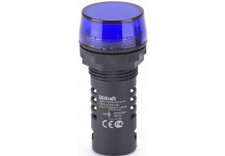 Лампа комм. ADDS ?22 мм LED син.220В AC/DC ЛK-22 DEKraft