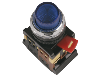 Кнопка ABLFP-22 d22мм с подсветкой/неон 240В 1з+1р синяя ИЭК